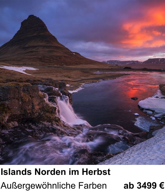 Detailreicher Fotokurs über Islands Norden im Herbst: Außergewöhnliche Farben