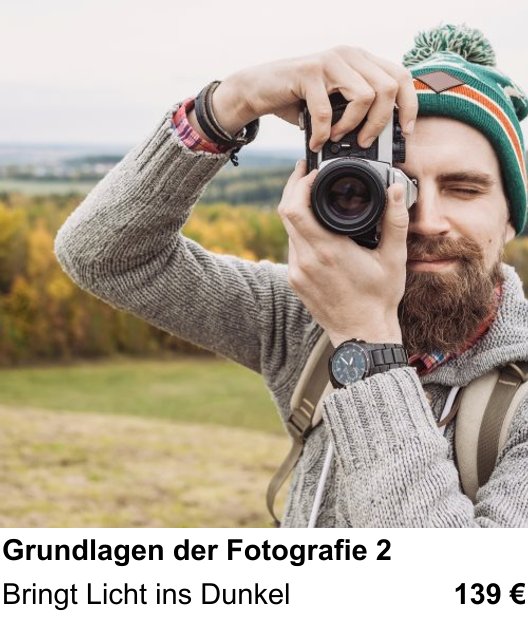Fotografie praktisch lernen in Freiburg: Aufbaukurs Fotografie Teil 2